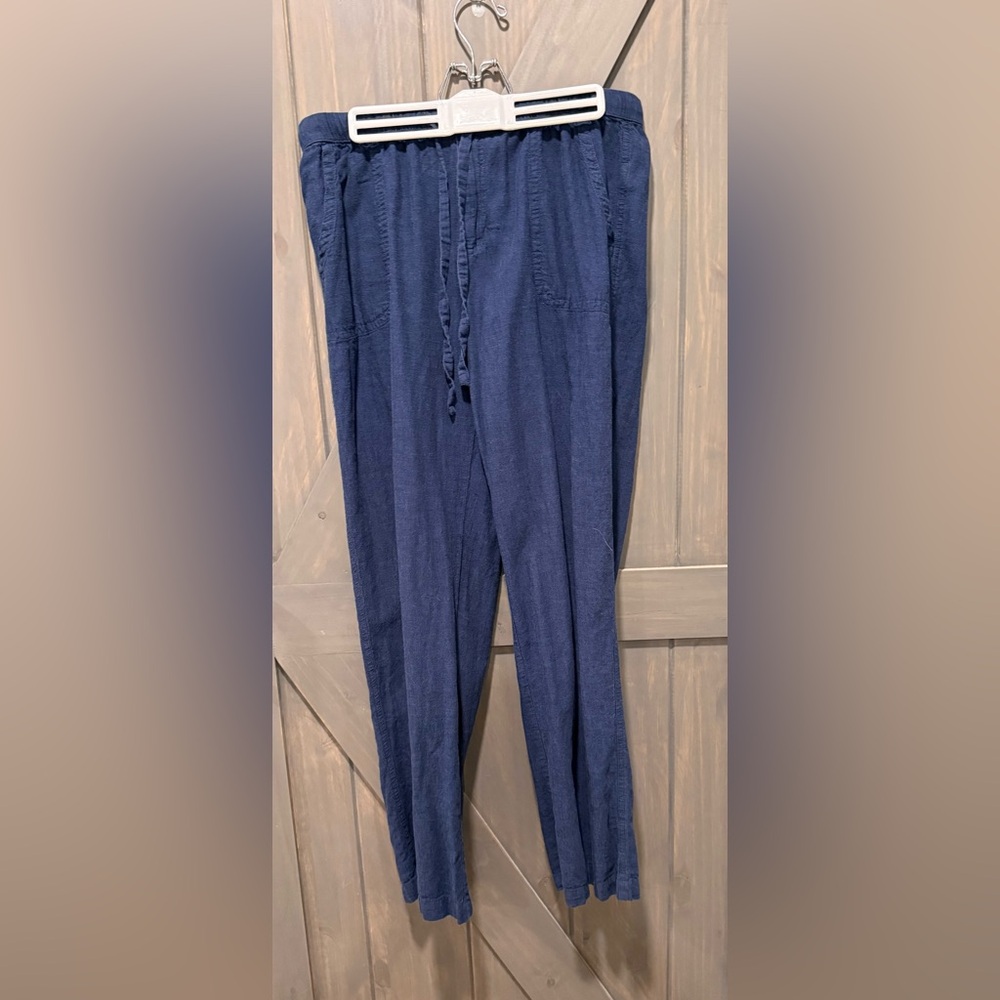 Casual Blue Linen/Cotten Pants